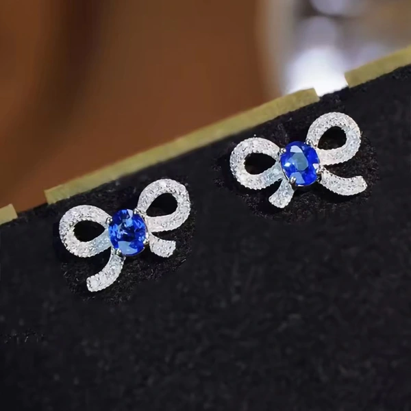 Lady lady exquisite bow earrings micro-inlaid zircon sparkling jewelry sweet temperament matching style