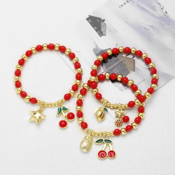 AS jewelry new fruit cherry pendant bracelet beaded hand jewelry brh19 bracelet