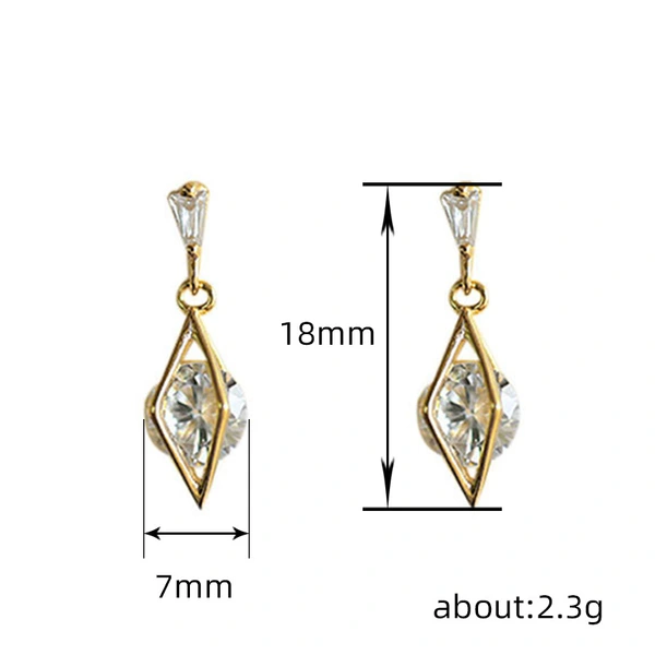  Geometric design earrings for women, fashionable and trendy, French style, simple and generous earrings, shiny round zircon