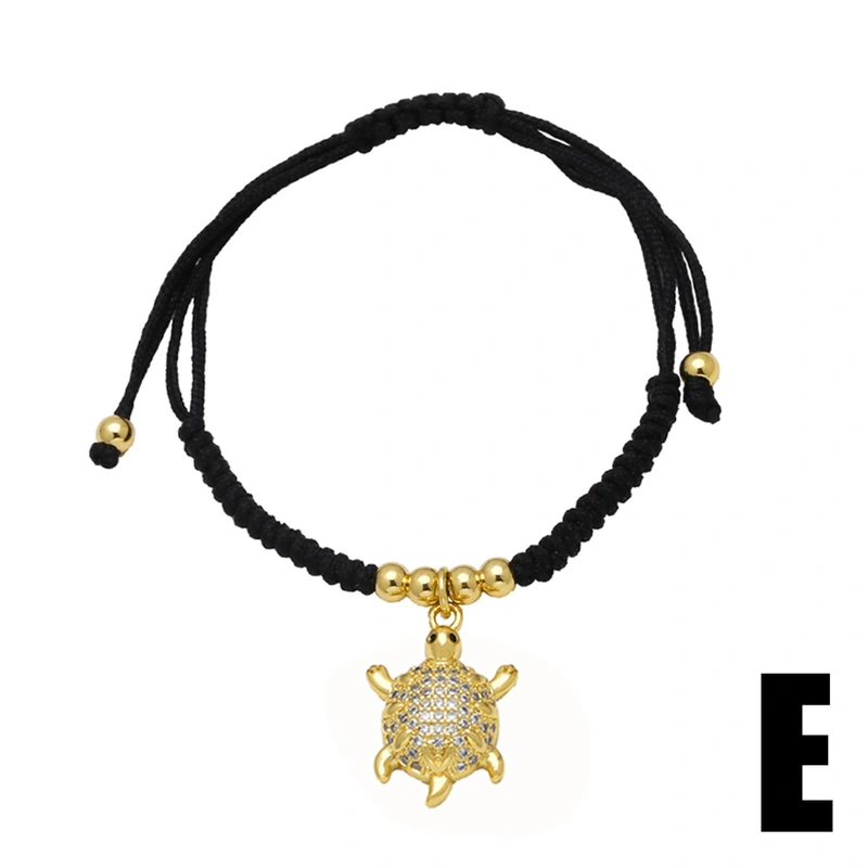 AS jewelry European and American hot selling animal turtle pendant bracelet female gold-plated zircon inlaid black rope bracelet brg56