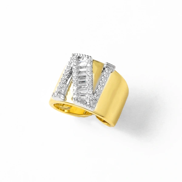 AS jewelry European and American hot-selling gold-plated glossy white K26 English letter ring ring rir75 ring