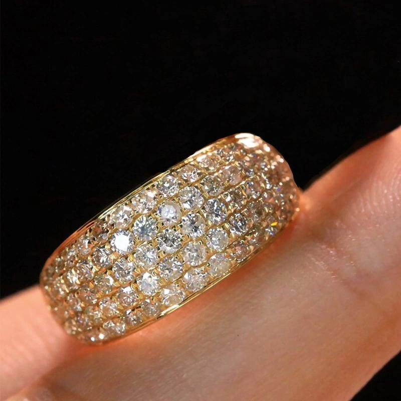   New style zircon inlaid ring for women, light luxury style, high-end ring, manufacturer direct sales, shiny metal jewelry