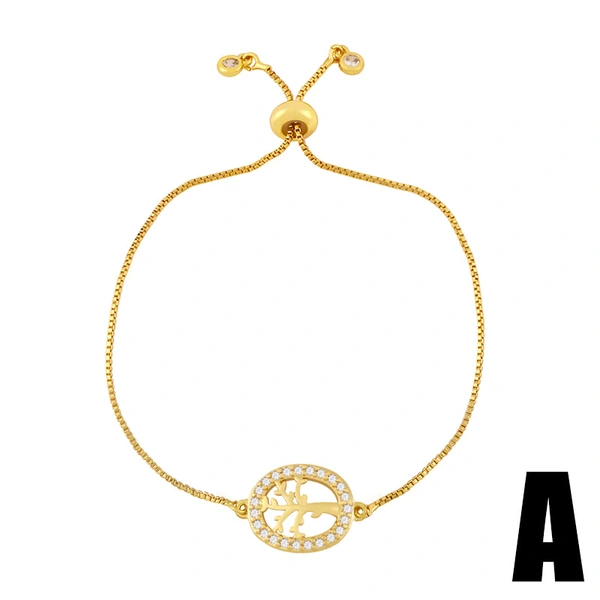 Clearance 2024 Paperclip Snake Bracelet European and American All-match Simple Sun Tree of Life Zircon Bracelet Female brd90