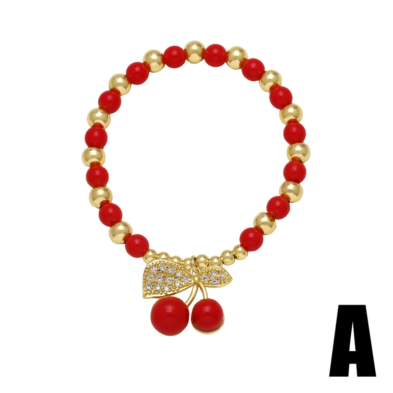 AS jewelry European and American new style inlaid zircon fruit cherry bracelet beaded hand jewelry bre17 bracelet