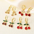 AS jewelry hot selling copper plated real gold fruit cherry pendant earrings earrings earrings female ery65