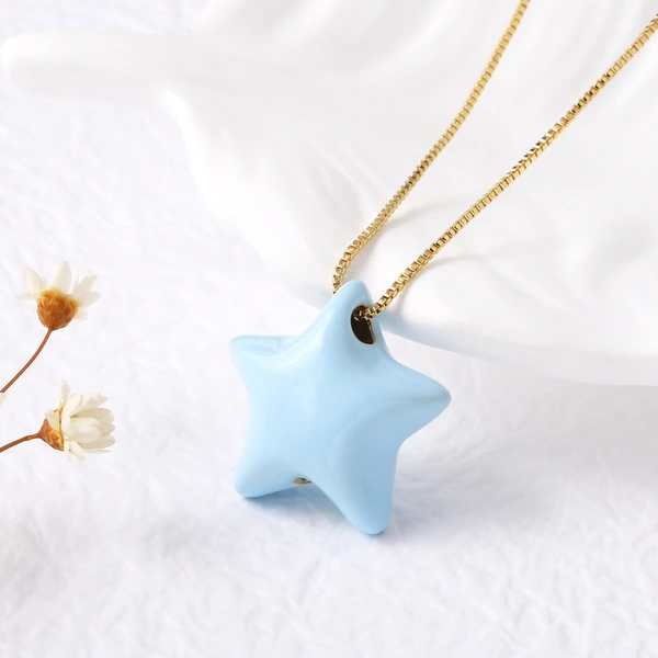 AS jewelry new oil drop five-pointed star pendant necklace clavicle chain nkb709 necklace