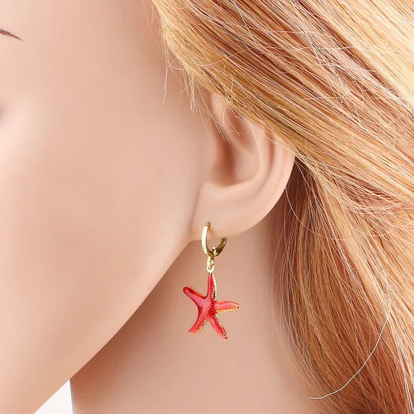 AS jewelry ocean wind drop oil color starfish earrings female gold-plated fish earrings female erz05