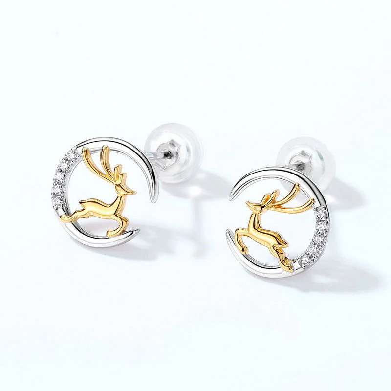  Christmas moon elk earrings holiday deer exquisite earrings fashionable hot style matching accessories