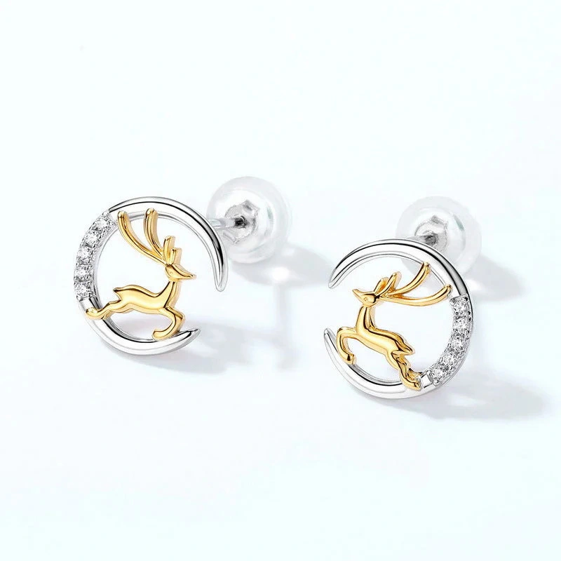  Christmas moon elk earrings holiday deer exquisite earrings fashionable hot style matching accessories