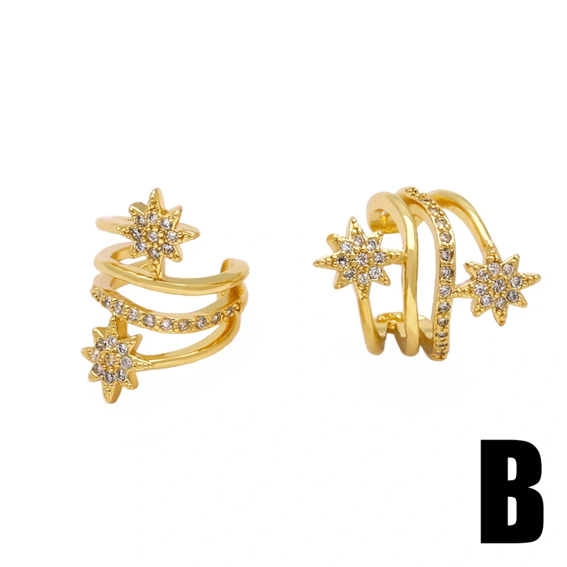 Hot selling zircon ear bone clip earrings niche light luxury gold-plated flower ear clip earrings era082