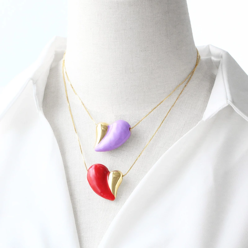 AS jewelry new European and American two-color oil drop love heart necklace clavicle chain nks39 necklace