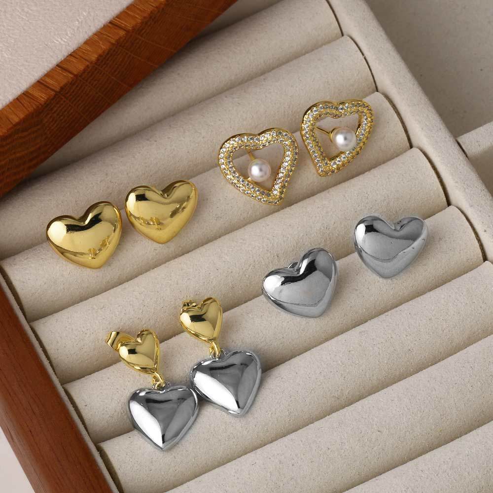 AS jewelry glossy heart heart earrings copper plated 18k gold earrings earrings era051