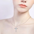  Glossy niche design necklace Internet celebrity style love wings design jewelry sweet and cool imitation moonstone style