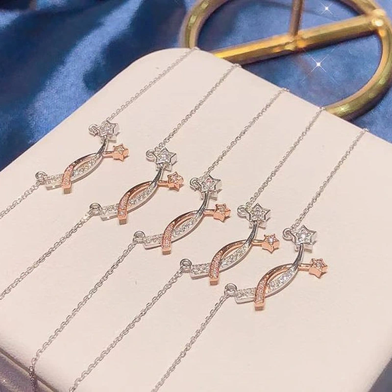 Light luxury niche meteor necklace simple forest style two-color star pendant clavicle chain Japanese and Korean all-match necklace