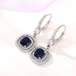 Light luxury lady style geometric earrings fashionable autumn and winter style royal blue zircon earrings round face slimming earrings
