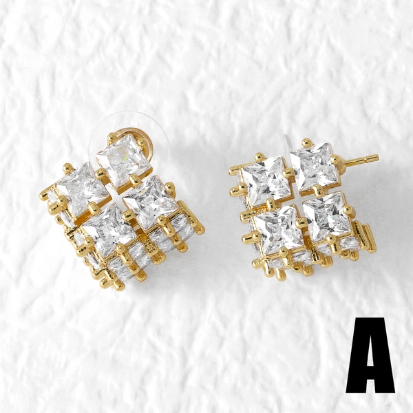 Clearance jewelry studs hot selling fan-shaped earrings for women gold-plated full zircon earrings earrings era088