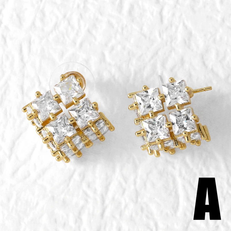 Clearance jewelry studs hot selling fan-shaped earrings for women gold-plated full zircon earrings earrings era088