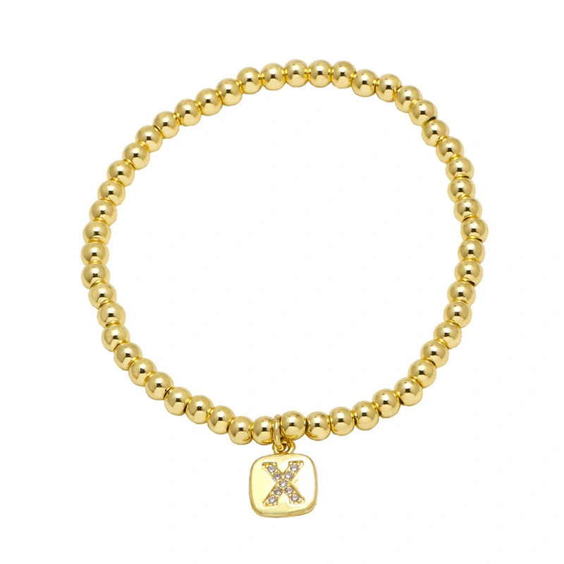 AS jewelry hot selling square 26 English letters pendant bracelet female beaded bracelet brf55