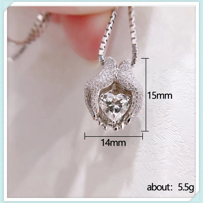 European and American new accessories inlaid with micro zircon heart-shaped necklace sweet women's jewelry wholesale
