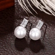 European and American large diameter imitation pearl earrings fashionable and simple style temperament square diamond earrings ladies earrings