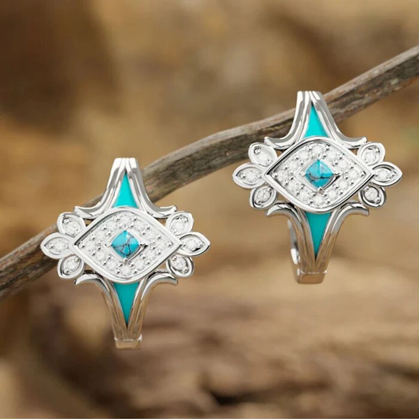  Trendy European and Korean Bohemian style earrings horse eye geometric oil drop jewelry exquisite retro fashion earrings