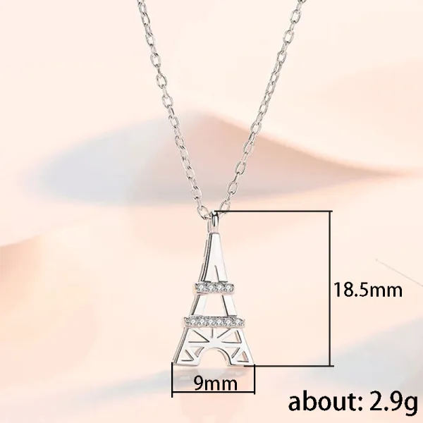 Mini Eiffel Tower Diamond Pendant Necklace European and American Style Romantic Love Creative Clavicle Chain for Women