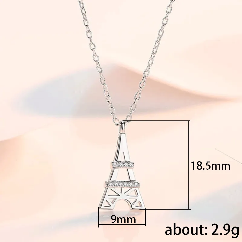 Mini Eiffel Tower Diamond Pendant Necklace European and American Style Romantic Love Creative Clavicle Chain for Women