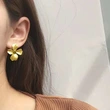   Hot selling metal electroplated earrings for women lily flower elegant jewelry forest oil drop niche