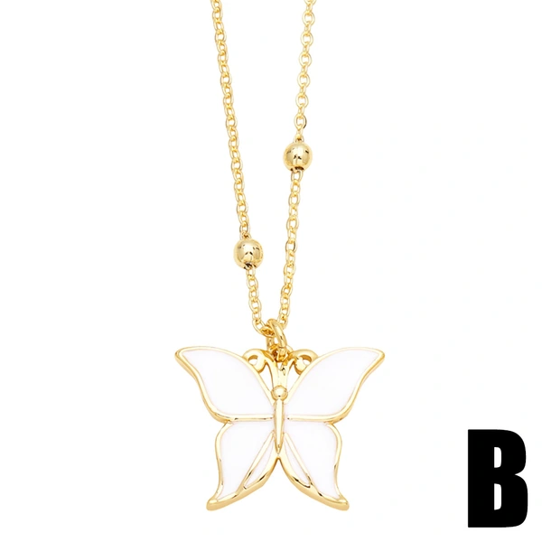 Internet celebrity simple oil drop heart butterfly pendant necklace European and American choker clavicle chain necklace nks93