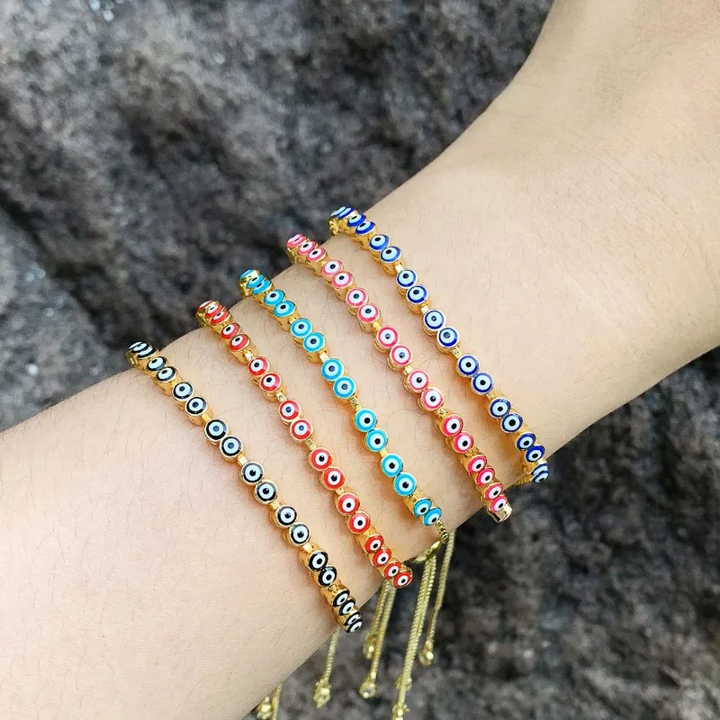 European and American style devil eye bracelet women's fashion colorful oil drop eye adjustable pull bracelet brj09