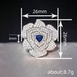  Light luxury flower ring for women, rose and camellia, small fragrance, shiny and exquisite