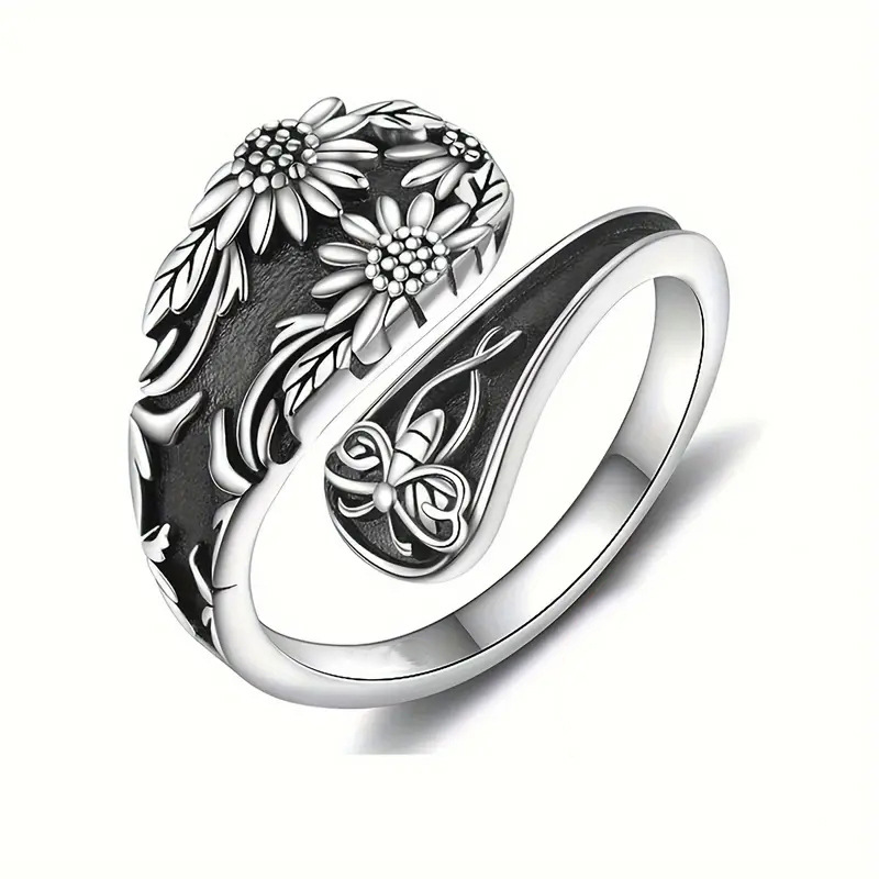     New jewelry European and American Bohemian style ring petal bee ring