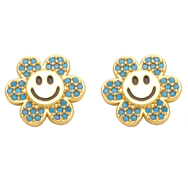 Clearance flower smiley face earrings female earrings European and American niche design fashion diamond sunflower earrings era101