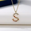 Full diamond letter S necklace copper gold-plated English necklace female DIY pendant diamond clavicle necklace