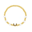 Clearance European and American geometric U-shaped bracelet women's simple beaded gold round pearl elastic bracelet brh52