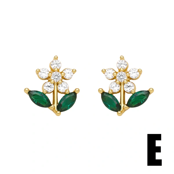 European and American jewelry love flower star earrings women's fashion personality micro-inlaid colored zircon earrings ert18