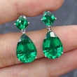 New European and American simple water drop imitation emerald green zircon earrings women's simulation jewelry wholesale