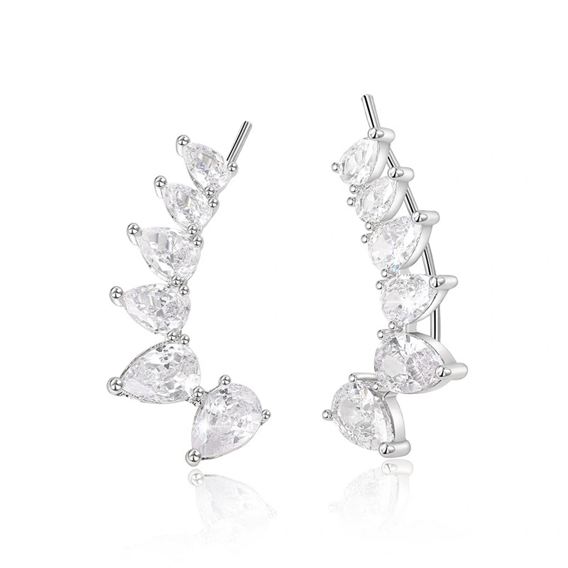 Japanese and Korean simple zircon earrings minimalist style pear-shaped teardrop earrings fashionable earrings factory direct sales