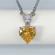 Korean style double heart pink diamond women's necklace cute peach heart zircon small pendant colored gem love pendant