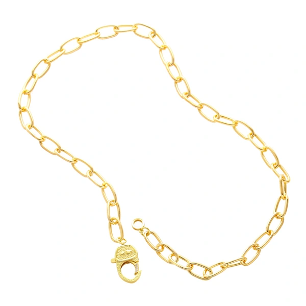 European and American trendy exaggerated hip-hop necklace style niche design diamond-studded metal thick chain necklace for women nka014