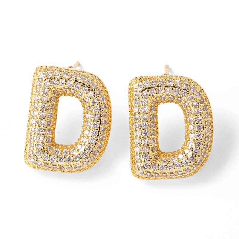 AS jewelry hot selling 26 English letters earrings gold-plated full zircon earrings female era009