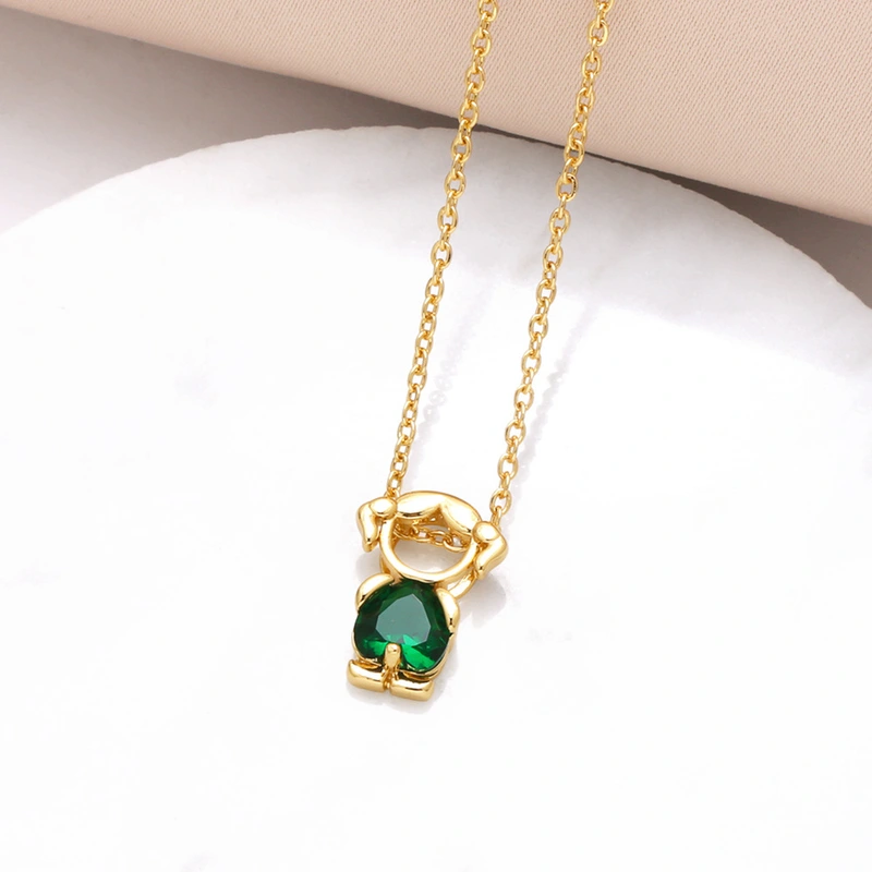 AS jewelry girl pendant necklace copper plated real gold heart-shaped zircon clavicle chain nka031