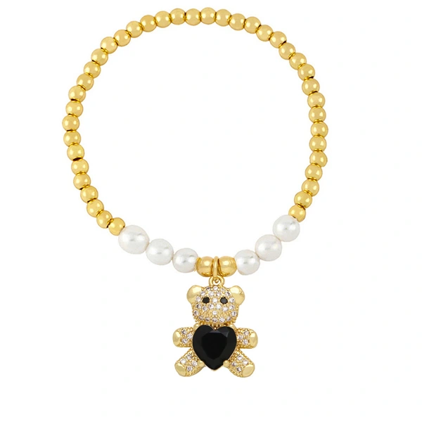 European and American trendy love bear bracelet female design niche versatile temperament pearl bracelet wholesale bra61