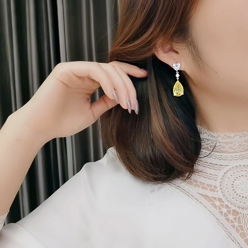 Ruili magazine style pear-shaped earrings, light luxury and versatile design earrings, teardrop zircon women's ear jewelry