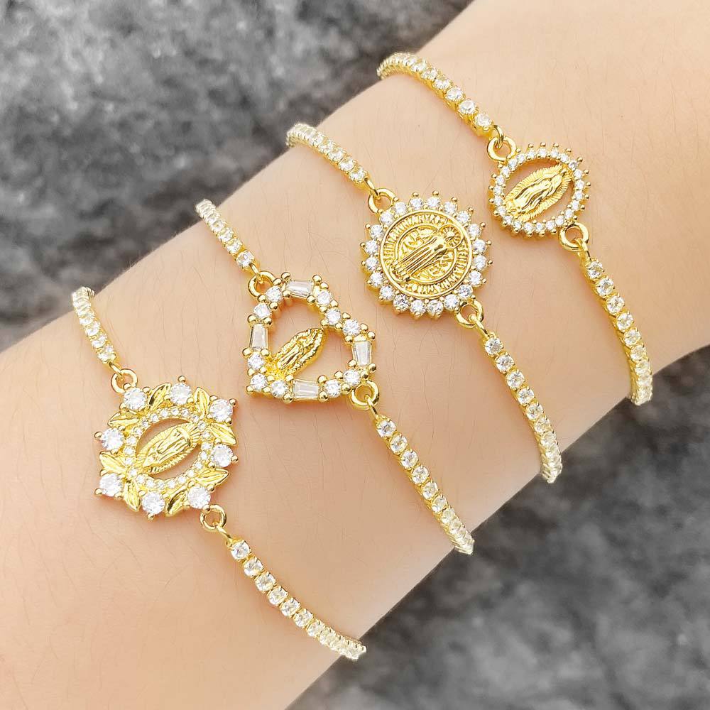 AS jewelry new love pendant Madonna bracelet female high-end gold-plated full zircon hand jewelry brj36