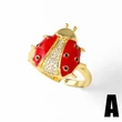 AS jewelry oil-drip gold-plated fruit cherry insect open ring finger ring ris21 ring