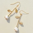 French romantic and gentle style rose branch earrings "White Rose" temperament versatile long earrings