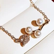 Trendy Japanese and Korean style necklace, creative rose imitation pearl necklace for women, exquisite zircon clavicle chain