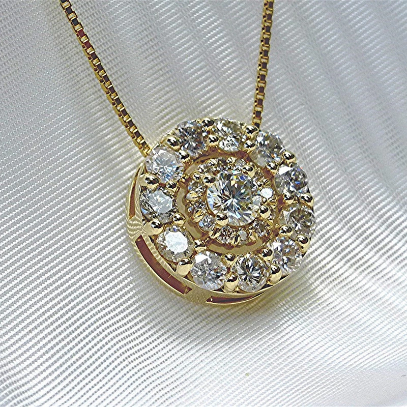 Korean Internet celebrity retro sweater chain hollow round zircon necklace fashion metal box chain clavicle chain