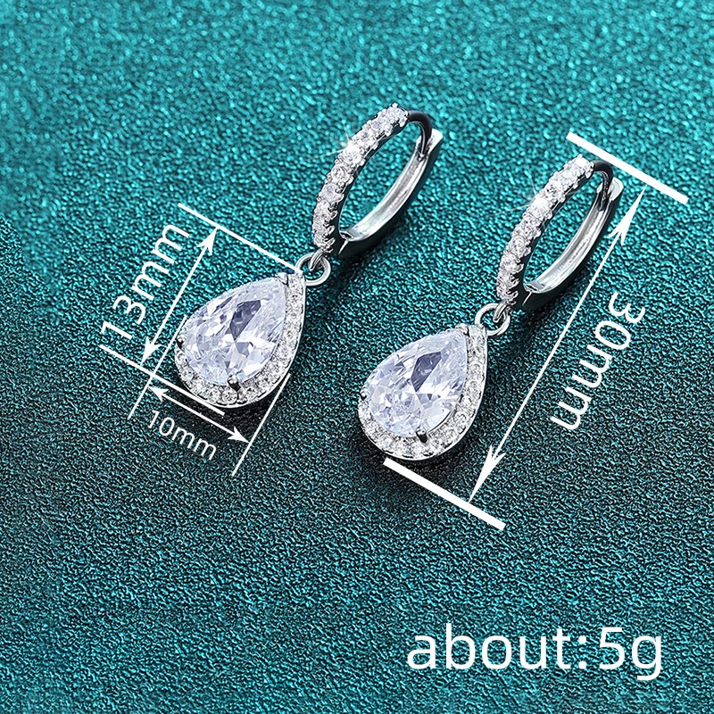 Light luxury water drop design earrings for women inlaid with zircon fashionable geometric earrings popular engagement jewelry
